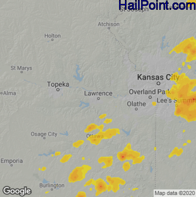 Hail Map Lawerence, KS July 11, 2025 