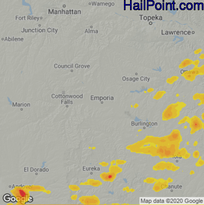 Hail Map Emporia, KS July 11, 2025 