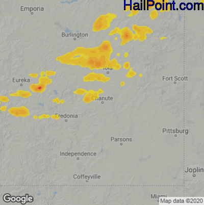 Hail Map Chanute, KS July 12, 2025 