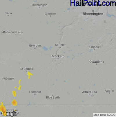 Hail Map Mankato, MN July 12, 2025 