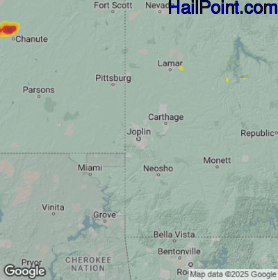 Hail Map Joplin, MO July 12, 2025 