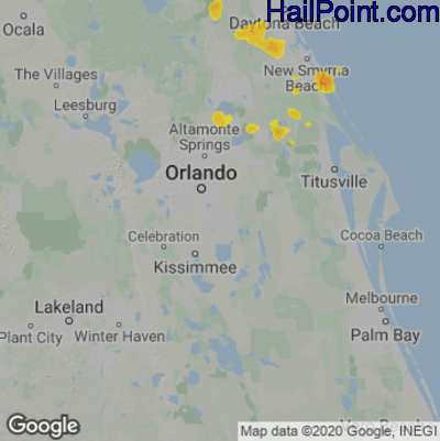 Hail Map Orlando, FL July 13, 2025 