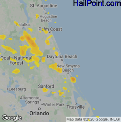 Hail Map Daytona Beach, FL July 13, 2025 