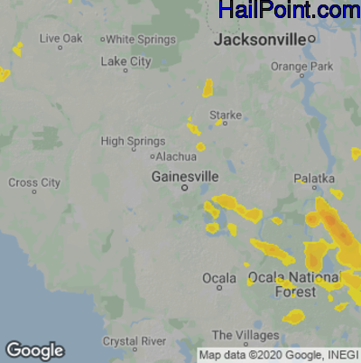 Hail Map Gainesville, FL July 13, 2025 