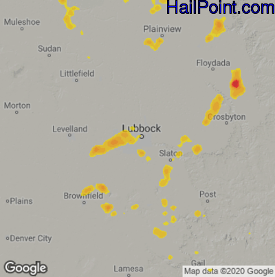 Hail Map Lubbock, TX July 14, 2025 