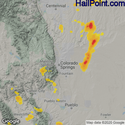 Hail Map Colorado Springs, CO July 14, 2025 