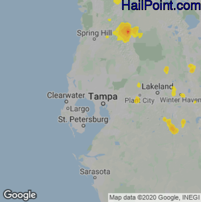 Hail Map Tampa, FL July 14, 2025 
