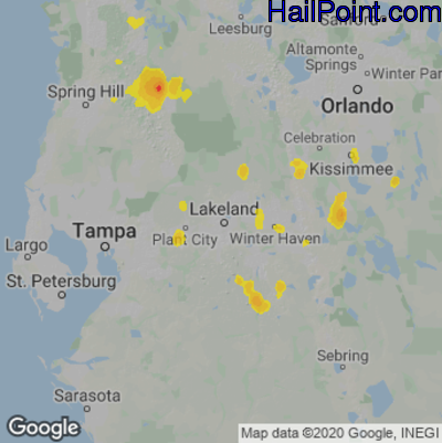 Hail Map Lakeland, FL July 14, 2025 