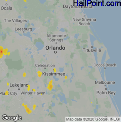 Hail Map Orlando, FL July 14, 2025 