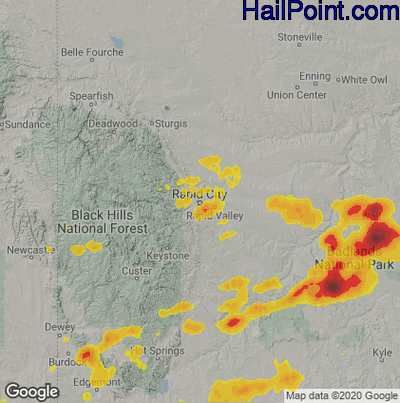 Hail Map Rapid City, SD July 14, 2025 