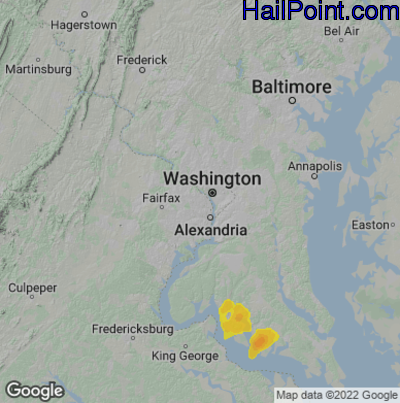 Hail Map for Arlington, VA Region on July 15, 2025