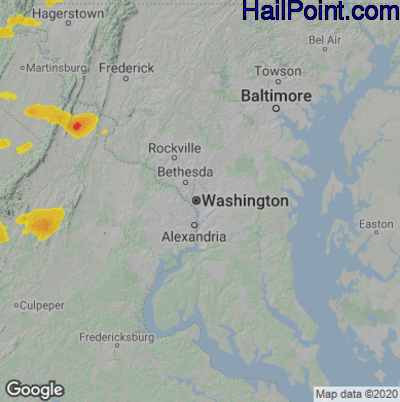 Hail Map for Washington, DC Region on July 16, 2025
