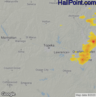 Hail Map Topeka, KS July 17, 2025 