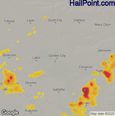 Hail Map Garden City, KS July 17, 2025 