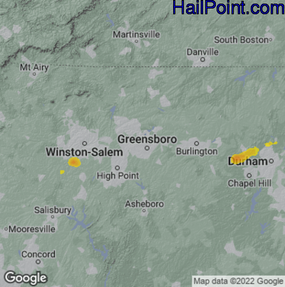 Hail Map for Greensboro, NC Region on July 17, 2025