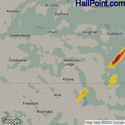 Hail Map Medicine Lodge, KS July 18, 2025 