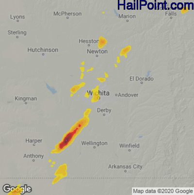 Hail Map Wichita, KS July 18, 2025 