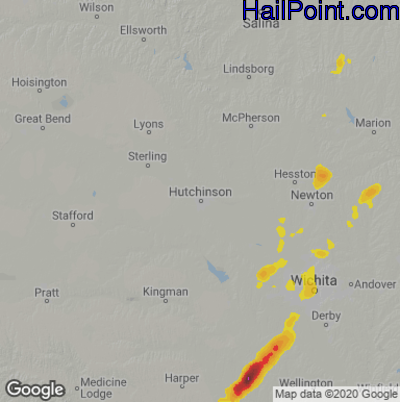 Hail Map Hutchinson, KS July 18, 2025 