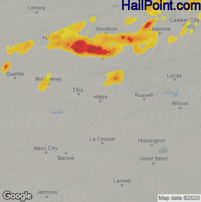 Hail Map Hays, KS July 19, 2025 