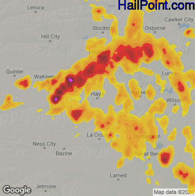Hail Map Hays, KS July 21, 2025 