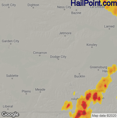 Hail Map Dodge City, KS July 21, 2025 