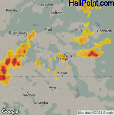 Hail Map Medicine Lodge, KS July 21, 2025 