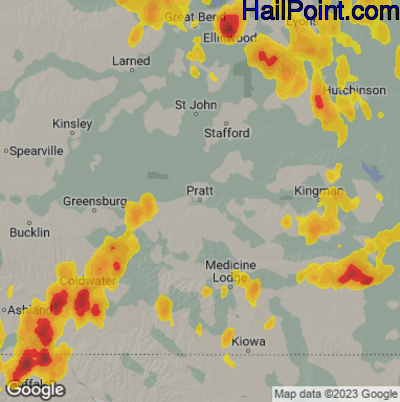 Hail Map Pratt, KS July 21, 2025 
