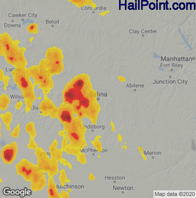 Hail Map Salina, KS July 21, 2025 
