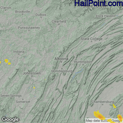 Hail Map for Altoona, PA Region on July 26, 2025