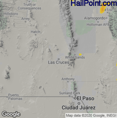 Hail Map for Las Cruces, NM Region on July 30, 2025 