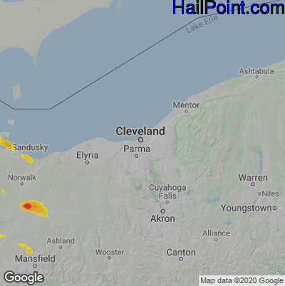 Hail Map for Cleveland, OH Region on July 31, 2025 
