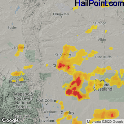 Hail Map for Cheyenne, WY Region on July 31, 2025
