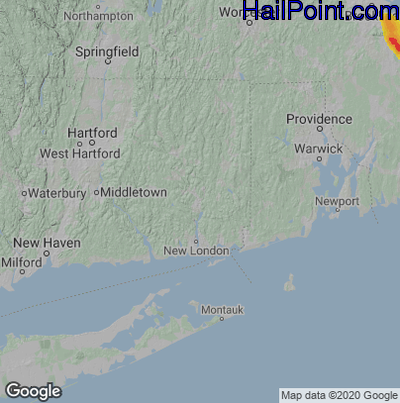 Hail Map for Norwich, CT Region on August 14, 2025