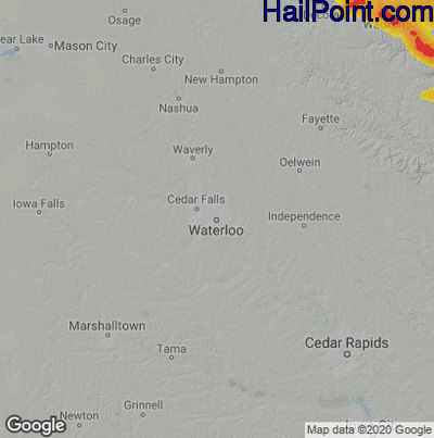Hail Map for Waterloo, IA Region on August 17, 2025 