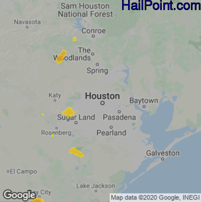 Hail Map for Houston, TX Region on August 21, 2025