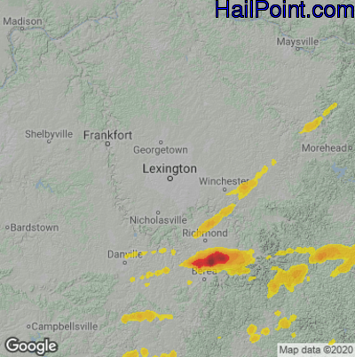 Hail Map for Lexington, KY Region on September 6, 2025 