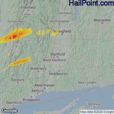 Hail Map for Hartford, CT Region on September 6, 2025 
