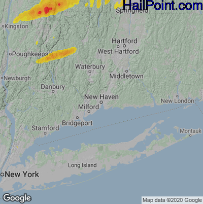 Hail Map for New Haven, CT Region on September 6, 2025