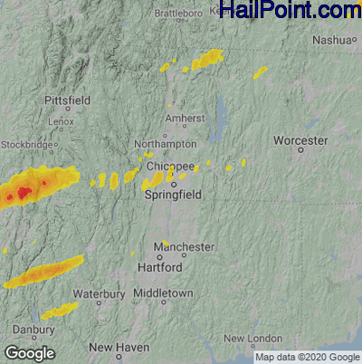 Hail Map for Springfield, MA Region on September 6, 2025