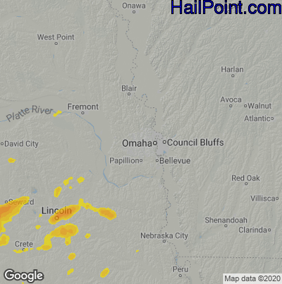 Hail Map for Omaha, NE Region on September 9, 2025