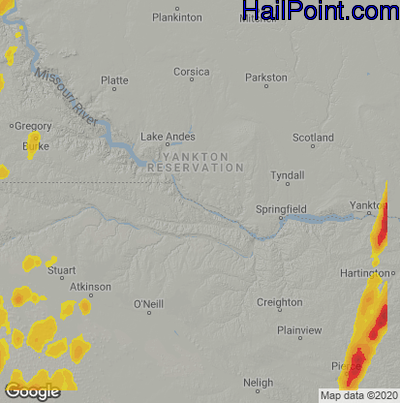 Hail Map for Grand Island, NE Region on September 14, 2025 