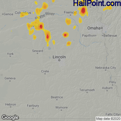 Hail Map for Lincoln, NE Region on September 17, 2025