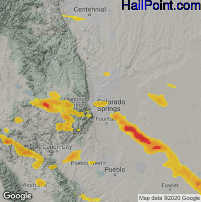 Hail Map for Colorado Springs, CO Region on September 17, 2025 