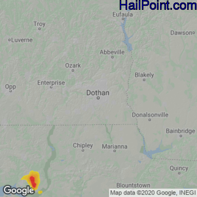 Hail Map for Dothan, AL Region on September 21, 2025 