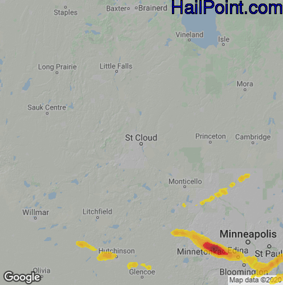 Hail Map For St Cloud MN Region On September 22 2025 20250922 