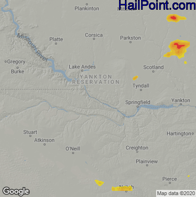 Hail Map for Grand Island, NE Region on September 23, 2025