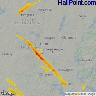 Hail Map for Tulsa, OK Region on October 18, 2025 