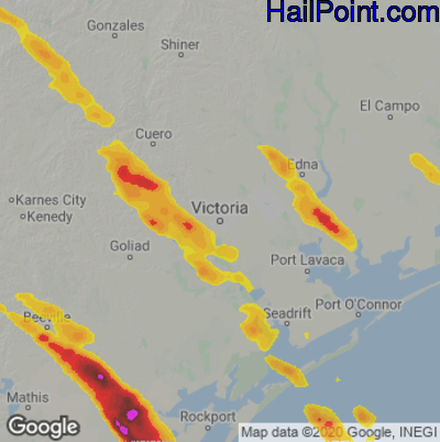 Hail Map for Victoria, TX Region on November 1, 2025 