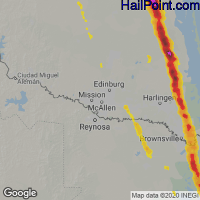 Hail Map for McAllen, TX Region on November 2, 2025 