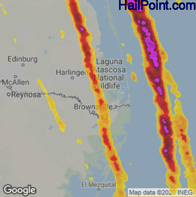 Hail Map for Brownsville, TX Region on November 2, 2025 